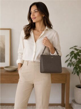 kate spade taupe brown textured leather tote